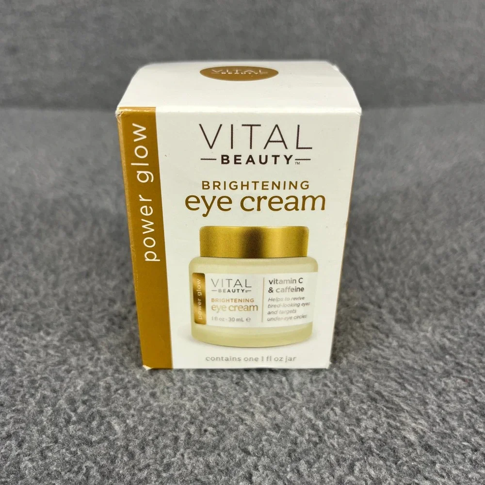 Vital Beauty Brightening Eye Cream Vitamin C Caffeine Power Glow Skincare 1 oz